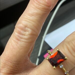 Gold Ring with Deep Red Gemstone